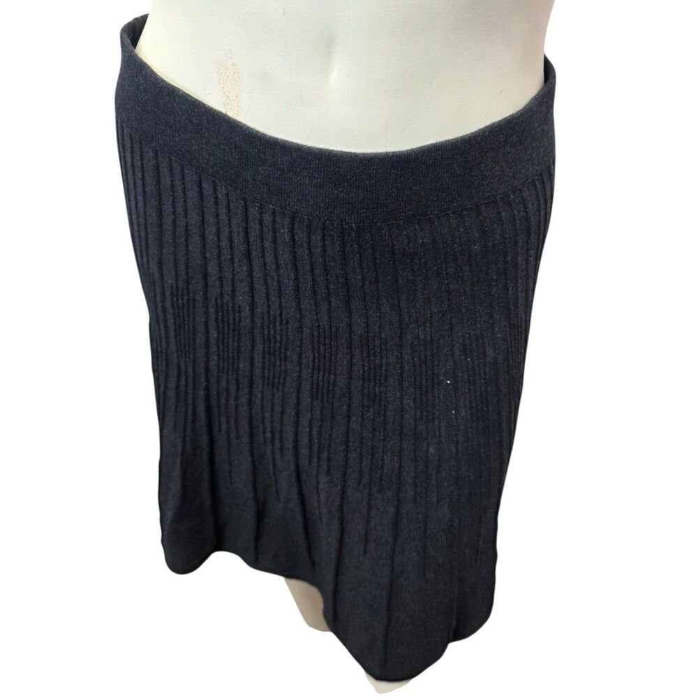 Cabi Ribbed Knit Skirt Small Black A-Line‎ Flare Stretch Waist Casual